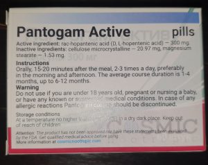 Photograph of Pantogam Active Box of Pills with Text